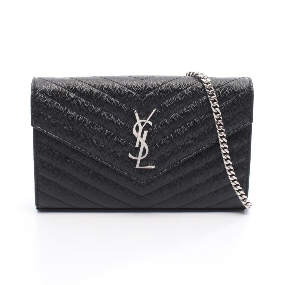 Saint Laurent Monogram Leather Shoulder Bag Black